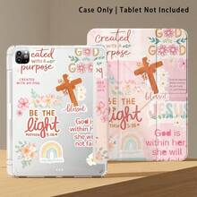 Capa protetora plana para tablet com suporte, em acrílico cristal com estampa de cruz, arco-íris e flores. Compatível com Samsung A9/A9+/S9/S9FE/A11/A11+/S11/S10 FE/S10 FE+/S10 Lite, Apple Air 5/6, Honor, Matepad SE 11 e outros modelos populares. Dobrável, com cantos reforçados em silicone, função de ativação/desativação automática, compartimento para caneta, suporte ajustável em vários ângulos - proteção perfeita para o dia a dia, ótima opção de presente para as festas de fim de ano. - Multicolorido - Ver 6