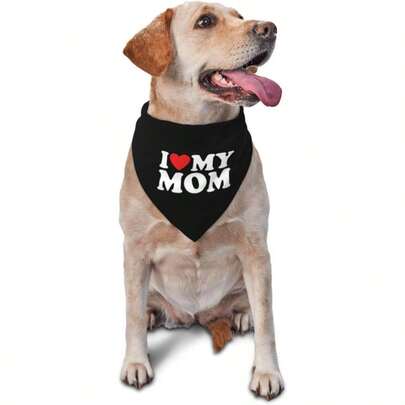 1 pieza Pañuelo para perro "Amo a mamá" de 24.8"X11", accesorio de fotografía para mascotas, regalo para amantes de los perros, regalo para mamá, babero reutilizable para perros, pañuelo y paño para babear