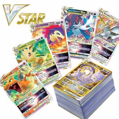 300 Series English Trading Cards (V Series, Vmax, GX Rare Cards), Meticulously Crafted, High HP, Strong Battling Power, Essential Gift For Anime Series, Anime Games, Accessories, Birthday And Holiday Parties (Random Styles)