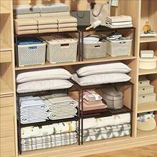 2 piezas/1 pieza Estantería telescópica multifuncional para almacenamiento - Un estante de metal resistente y ahorra espacio con altura ajustable, perfecto para el hogar, la oficina, el comercio minorista, la cocina, el dormitorio, el escritorio, el zapatero, la estantería, los estantes del armario, la organización y el almacenamiento del armario, la distribución del hogar, diseño elegante, estructura duradera, fácil instalación, ayuda con el almacenamiento en el hogar y la oficina - Ver 5