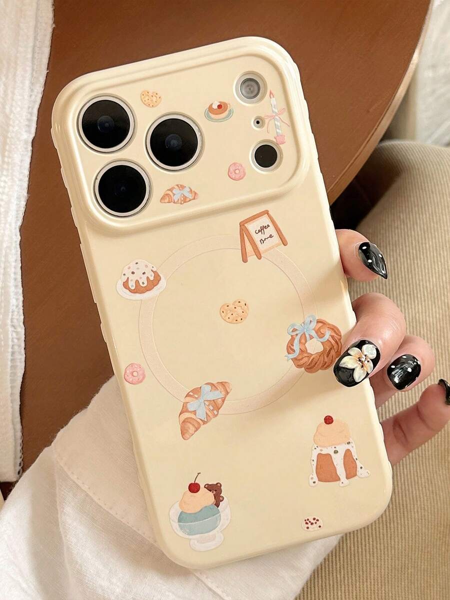 Minimalist Cartoon Bread House Magnetic Phone Case Suitable For IPhone 17 16 15 14 13 12 11 - Apricot - View 1