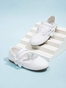 Giày bệt mũi tròn họa tiết da rắn cổ điển dành cho bé gái, thích hợp cho mùa xuân và mùa thu. - trắng - Xem 1