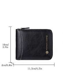 New Retro Men's Wallet, Short Bifold Leather Card Holder Zipper Wallet, Easter - Multicolor - View 5