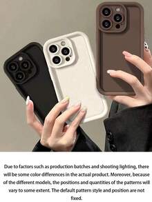 3pcs Gradient Sandpaper Frame Soft Phone Case, Full-Body Protective Cover, Minimalist Design, Cute Cartoon Style, Perfect Protection Compatible With Apple 17 Air 16 15 14 13 12 11 Pro Max Plus - Black+White+Coffee - View 5