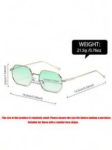 1 Pair Modern Elegant Unisex Silver & Green Color Block Thin Metal Small Frame Lightweight Glasses, Daily Commute Street Style Essential - Ombre - View 6