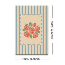 1幅复古草莓厨房帆布海报（带框/不带框），法式乡村蓝条纹水果乡村风墙面艺术印刷品，农舍小屋核心装饰复古画，适用于公寓、客厅、卧室、现代家居装饰 - A - 查看 9