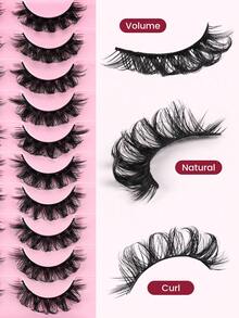 MAANGE 7/10/21 pares de pestañas postizas naturales cruzadas y rizadas CC, gruesas y rizadas, adecuadas para fiestas, maquillaje de dibujos animados, esenciales de viaje, incluye cepillo de cejas, cepillo multifunción opcional - Negro - Ver 11