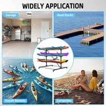 GCCSJ Surfboard Rack,Kayak Storage Rack, Heavy Duty 3-Layer Freestanding Kayak Rack For Garage & Outdoor, Holds Up To 6 Kayaks, Canoes, Surfboards & Paddleboards, Mobile With Wheels - A - View 7