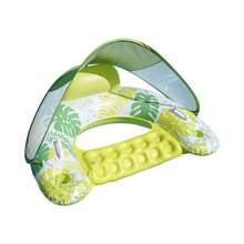 1个带遮阳篷和杯架的充气游泳池漂浮垫，遮阳篷可调节，符合人体工学的头枕，成人充气游泳池漂浮垫 - 泳池筏 - 查看 9