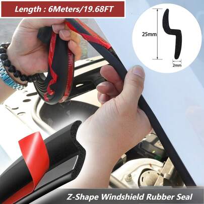 2-8 Meters Rubber Seal For Windshields, Weather Stripping For Cars, Z-Shaped Trim For Windshields, Automotive Additions, Self-Adhesive Weatherstrip Seals For Protecting Car Windows, Doors, And Engine Covers, Easy To Install