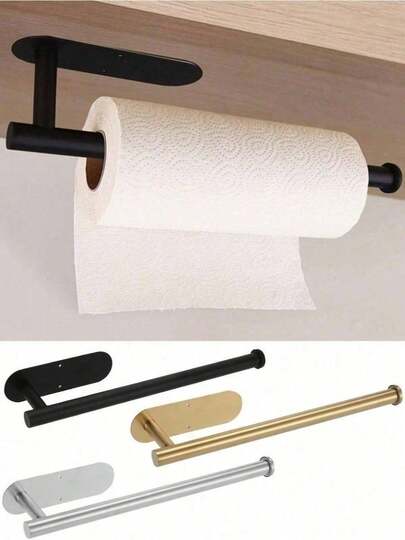 Self-Adhesive & Drillable Paper Towel Holder, Stainless Steel Towel Rack With Anti-Drop Design, Wall Mounted Roll Holder For Kitchen & Bathroom