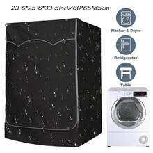 420D Oxford Cloth Washing Machine Dust Cover, Waterproof, Sun-Proof, Dust-Proof Washing Machine & Dryer Protective Cover With Zipper, Thickened Wear-Resistant, Top-Opening Drum Universal Full Cover, Balcony, Yard, Laundry Room, Outdoor, Indoor Home Appliance Cover, Winter Christmas Gift Practical Item - Black - View 15