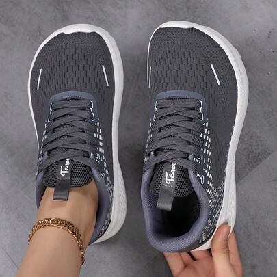 Women's Spring New Running Shoes, Wide Fit Sports Shoes; Mesh Breathable Non-Slip Athletic Casual Shoes, Suitable For All Seasons