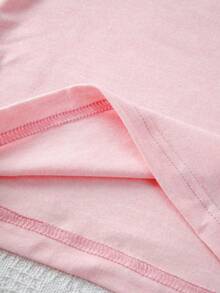 基督教主题“国王的女儿”图案T恤，圣经经文美学女式信仰服饰，背面印有文字，女士图案T恤，大码女式休闲圆领短袖T恤，粉色夏季款 - 粉色 - 查看 3