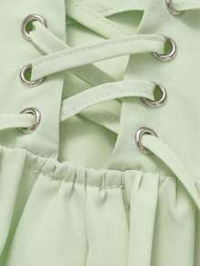 Elegant Romantic Pleated Midi Dress, Suitable For Casual, Date, Holiday, Wedding Guest Summer - Green - View 6