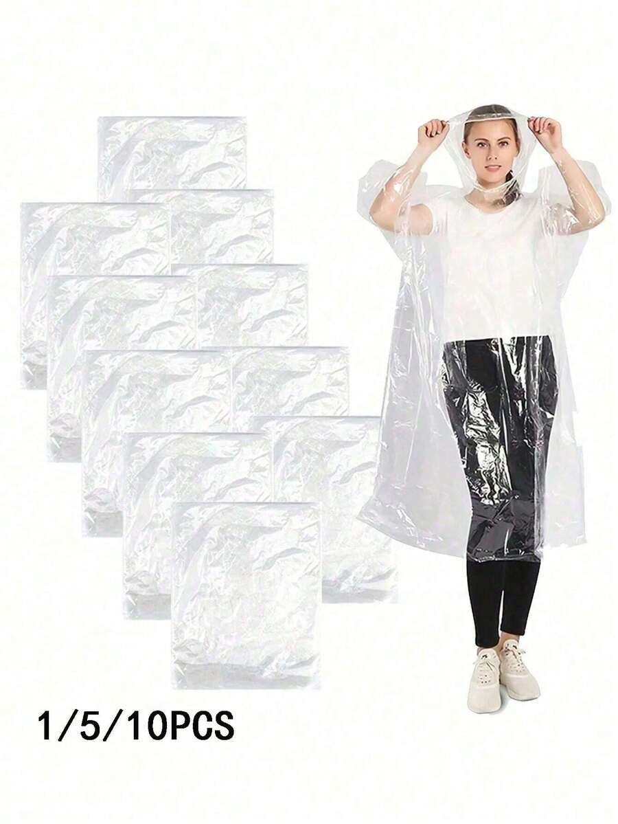 1/5/10pcs Disposable Thickened Windproof & Rainproof Poncho, Portable Waterproof Raincoat, Suitable For Travel And Outdoor Activities - Transparent Disposable, Outdoor, Garden, Travel Essentials, Beach Essentials, Graduation Season, Commencement, Graduation Ceremony, Congrats Grad, Congratulations Graduate, Valedictorian, Finish School, Graduation Party, Outdoor Essentials, Travel Hiking Essentials, Camping Essentials, Portable Tools, Summer Essentials, Summer Portable - Multicolor - View 1