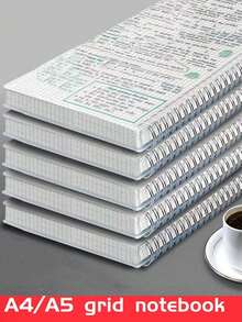 1pc A4/A5 Grid Spiral Notebook, Ideal For Students, Math And Engineering | Durable Spiral Binding, White Learning Supplies, Diary, Writing Pad For Note Taking, Office Writing Supplies, Student Stationery | Clear Page Visibility | Easy Page Removal - White - View 7
