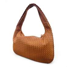 Elegant Women's Shoulder Bag In Braided Faux Leather - Camel - View 2