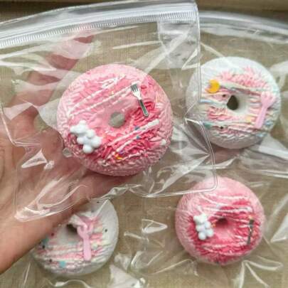 1pc Donut Shaped Silicone Stress Relief Toy, Suitable For Play And Stress Relief, Sensory Toy, Candy Bag Party Favor, Rainbow House Filler, Carnival Christmas Stocking Filler, Birthday Gift, Mother's Day Gift, Graduation Gift, Squeeze Resistant Creative Window Sill Decor Dessert Rack Party Supplies (Random Style, Random Small Item Filler, Please Purchase With Caution If You Mind)