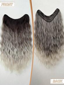 V-Clip Style Hair Extension 24 Inch Natural Wave Curly Synthetic Wig For Daily Parties - Brown Ombre - View 5