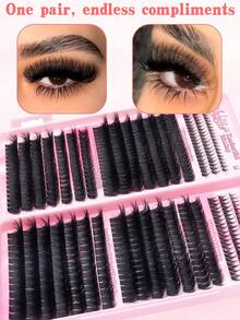 1164pcs/582pcs DD-Curl Eyelash Cluster, 80D+100D+120D+150D High Capacity DIY Eyelash Extension Kit With Lower Lashes, Suitable For Beginners, Russian Volume Lashese, Mixed Single Lash Styles, DIY Lash Clusters, Create Charming Eyes Easily At Home, Lash Glue, Tweezers & Brush Included, Essential Makeup, Large Capacity Eyelash Set, Perfect For Cosplay, Wedding, Gala, Stage Makeup, And Special Occasions,  Lash Clusters Kit, Lashes, Eyelashes, Fake Lashes - 粉色 - 查看 4