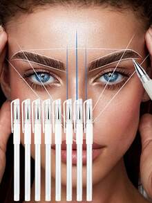 3pcs Set Eyebrow Tattoo Pen With Refill Ink, Skin Marker Pen With Ruler, Permanent Makeup Tools - Multicolor - View 8