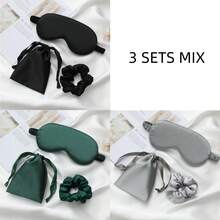 Bộ 4 miếng mặt nạ mắt lụa, băng đô, dây buộc tóc khi ngủ, phụ kiện gia đình cho phòng ngủ, du lịch, văn phòng, trường học, đồ dùng cho ngày tựu trường - Rượu sâm banh - Xem 29