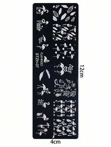 1pc Flamingos Feather Nail Art Stamping Plate, Letter Summer Pattern Design Y2K Style Printing Template Nail Art Accessory Tool, DIY Manicure Salon, Nail Supply - Silver - View 7