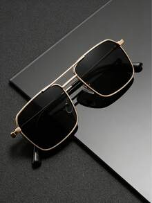 Gafas de hombre con montura cuadrada retro, patillas delgadas, adecuadas para negocios, uso casual y transporte urbano - Multicolor - Ver 10