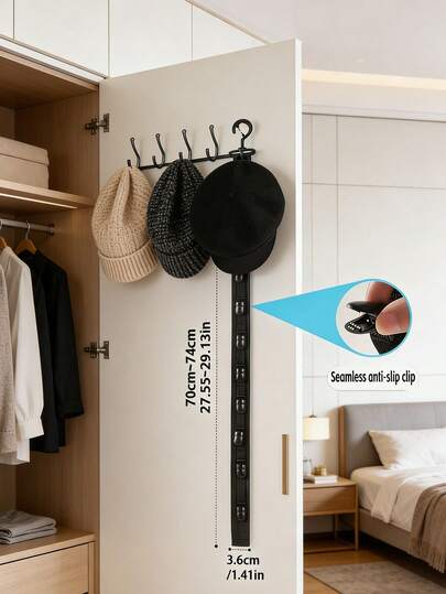 1 pieza Organizador de almacenamiento de sombreros multicolor para hombres y mujeres, estante organizador de sombreros, ganchos de almacenamiento de gorras, estante para gorras de béisbol, estante para sombreros unisex con ganchos y clips, estante con múltiples clips para colgar en el armario, estante para 16 gorras de béisbol, para armarios y puertas de gabinete, adecuado para amantes de las gorras de béisbol para almacenar y exhibir en la puerta del armario