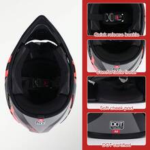 Casco de moto con gafas, transpirable - Negro - Ver 6