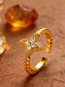 1 chiếc nhẫn hình hoa cỏ ba lá đang thịnh hành, thiết kế độc đáo theo phong cách Hàn Quốc trên , đính đá lấp lánh, đa năng. - nhẫn - Xem 9