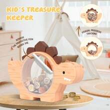 Wooden Dinosaur Piggy Bank For Boys Cute Wood Dino Money Bank For Toddlers Creative Saving Coin Jar Personalized Present For Child Birthday Decor Natrul Wood Standard - NatrulWood - View 6