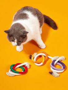 PETSIN Pet Teeth Cleaning Knotted Rope Toy, Durable Self-Entertainment Cat Toy - Multicolor - View 6