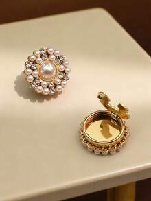1 pieza Gemelos con diseño floral de rhinestone minimalista de moda, Broche de mujer, Accesorio de vestimenta de alta gama, Clip de corbata, Adecuado para atuendos de mujer, Vestidos de fiesta, Uso diario, Regalo para amigos, familia, días festivos - Multicolor - Ver 8