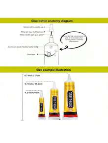 Keo dán thủ công T-8000 15ml/50ml/110ml - Keo dán siêu dính đa năng T8000 dạng lỏng, thích hợp cho các sản phẩm thủ công đính đá, quần áo, giày dép, vải vóc, làm đồ trang sức, điện thoại, v.v. - Nhiều màu - Xem 3