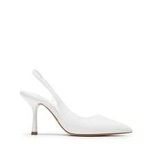 Women's Slingback Kitten Heels Pointed Toe Stiletto D'Orsay Pumps – Closed Back Dress Shoes For Wedding, Work, And Comfort - 白色 - 查看 4