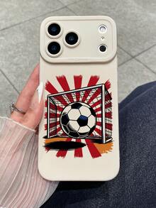 Funda de teléfono de TPU suave con protección de lente y diseño de celebración de gol de fútbol, diseño de fútbol rojo vintage radial, compatible con iPhone, adecuado para la Copa Mundial, partidos de fútbol, reuniones de fanáticos, cumpleaños, aniversarios y uso diario, versión internacional, no la versión nacional - Blanco - Ver 1