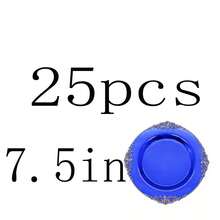 50pcs/25pcs/20pcs/10pcs 7.5inch/10.25inch Transparent Blue Rimmed Plates, Available In Glass Or Plastic Material, Western Dinner Plates, Party Plates, Pasta Plates, Reusable Blue Rimmed Plates, Transparent Blue Baroque Style Plates With Gold Foil Rim, Suitable For Party, Banquet, Wedding, New Year, Valentine's Day, Premium Plate Set - Blue - View 13