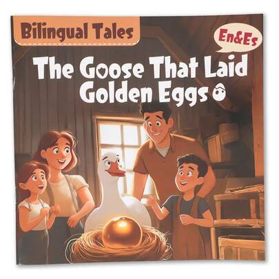 Tvåspråkig moralisk berättelse "Gåsen som lade guldäggen" – Lektion om måttfullhet och tacksamhet, bästsäljare för familjeläsning, julklapp