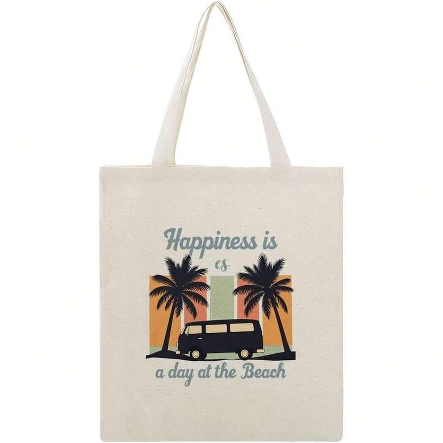 Bolsa de Lona Estilo Playa - Diseño Hawaiano para Vacaciones en la Playa, Ligera y Resistente para Viajes y Playa, Accesorio de Moda - Blanco - Ver 1