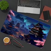 Black And Blue Background With Vintage Chinese Dynasty Anime Landscape High-Definition Print, Extra-Large Mouse Pad, Premium Quality Mouse Mat, Keyboard Mat, Non-Slip And Durable Rubber Material, Precision Lock-Edge Stitching, High-Definition Color - 23.6*11.8inch(60x30cm) - View 10