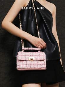 HAPPY LANE 复古优雅手提包，简约单肩包，定制金色球扣斜挎包，适合商务、休闲、购物和上学等场合，正面旋扣手提包配肩带，斜挎包，非常适合日常、聚会和旅行，轻便耐用，复古魅力，适合追求优雅个性的女性，适合任何场合，展现独特的时尚品味。 - 彩色 - 查看 7