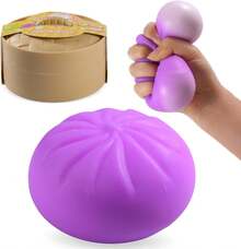 Dumpling Squishy Toy,Large Cute Fingertip Sensory Dough,A Steamed Bun-Shaped Stress-Relieving Toy Suitable For Adults And Veryone,Party Gifts (Purple With Steamer) - 紫色 - 查看 1