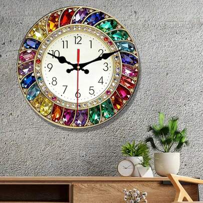 Reloj de pared decorativo de cristal colorido 2D, diseño silencioso y creativo, adecuado para dormitorio, sala de estar y oficina, opciones de tamaño: 10 pulgadas / 12 pulgadas (baterías no incluidas)