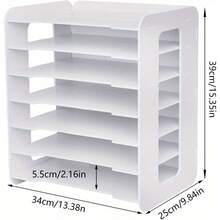 Aktenordner, 7-stufiger weißer Schreibtisch-Aktenordner, stapelbarer Papiersortierer mit Briefablage, 25 x 34 cm platzsparender Schreibtisch-Organizer - Weiss - Übersicht 5