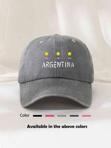 1pc "ARGENTINA" Star Print Unisex Baseball Cap, Casual Baseball Snapback Hat, Team Baseball Cap Truck Cap, Suitable For Daily Outings, Team Building, Picnics, Camping, Hiking, Travel And Vacation - Multicolor - View 2