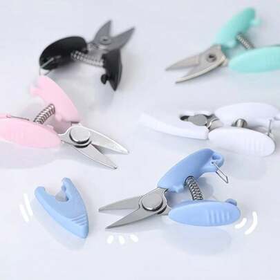 1pc Mini Pocket Scissors, Ambidextrous, Metal Office Shears, Cross-Stitch Scissors, DIY Craft Scissors, Available In White, Black, Pink, Blue, Green