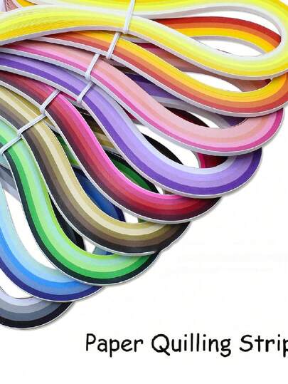 100/500条装 39厘米混色渐变装饰礼品雕刻纸条套装，适用于派对礼品、DIY折纸，纸张宽度5毫米