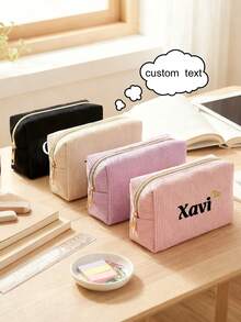 1 Pc, Heat Transfer Process, Custom Pencil Pouch, Can Customize Letters, Large Capacity, Portable, Polyester Material, Nylon Zipper, Gifts For Workers And Learners, Solid Color Pencil Bag, Cosmetic Bag, Valentine's Day, Halloween, Christmas, Thanksgiving, Birthday, Back To School Season Gifts, High-End Custom Pencil Case, Multi-Functional, Ornamental,New Job, Office Supplies - Multicolor - View 14